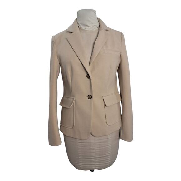 Women’s Light Tan Blazer Size S Office Workwear Classic Suit Jacket Clean Soft - Picture 1 of 9